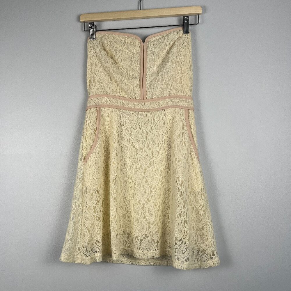 Pins and Needles strapless mini dress  lace cream size M